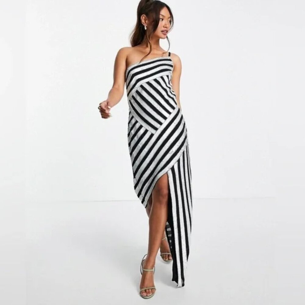 ASOS Design One Shoulder Sequin Dress SMALL